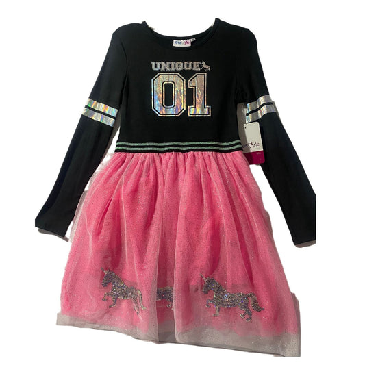 FreeStyle Unique Unicorn Black & Pink Girls Dress Size 12