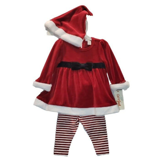 Girls 3pc Christmas Santa/Mrs. Claus Set 3-6 months