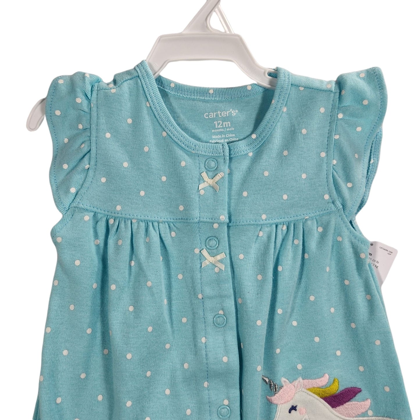 Unicorn Polka Dot Romper Size 12 Months