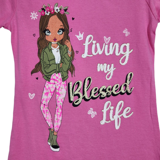 Living My Blessed Life Girls Shirt Size 10/12