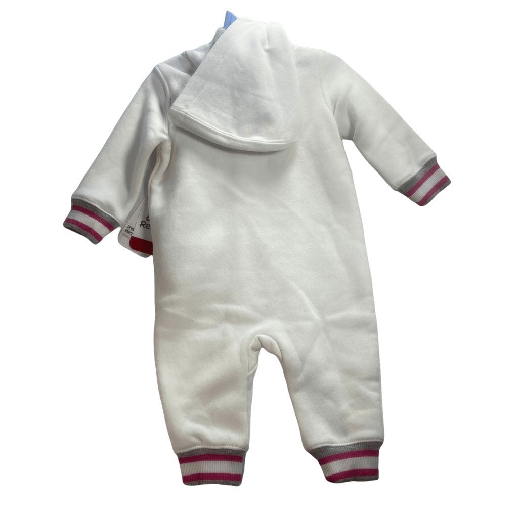 Reebok White Pink Hoodie Romper Onesie 18 Months