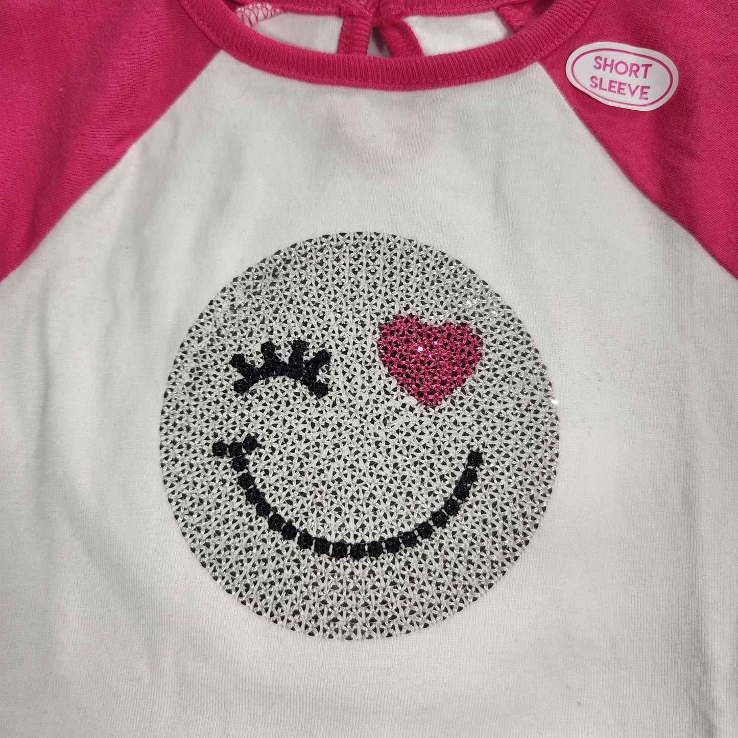 Smiley Face Pink/White Onesie 3-6 Months