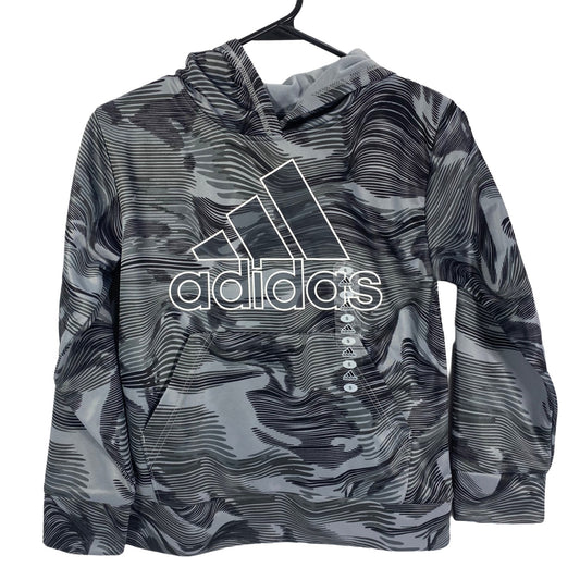 Adidas Boys Pullover Hoodie Gray/Black Small