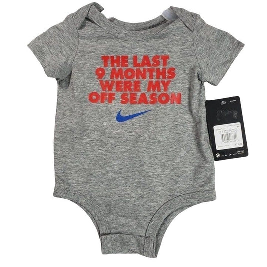 Nike Off Season Gray Baby Bodysuit Size 9 Months