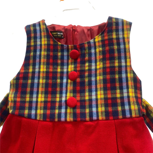 Teddy Bear Red & Plaid Dress Size 6