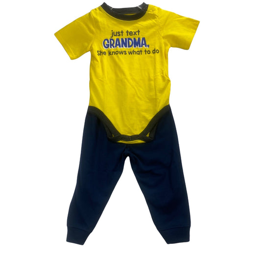 Just Text Grandma Bodysuit Navy Blue Pants Set 12 Months