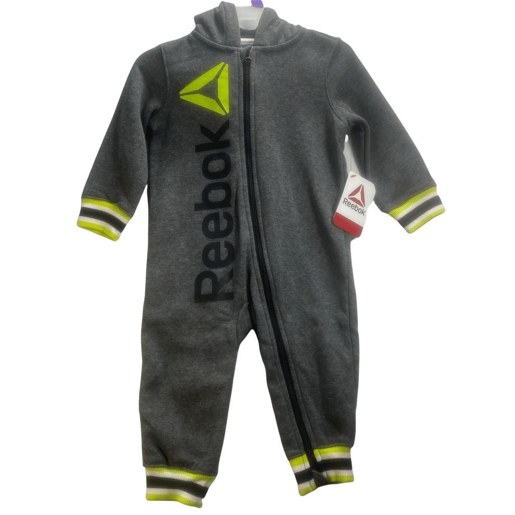 Reebok Gray Green Hoodie Romper Size 18 Months