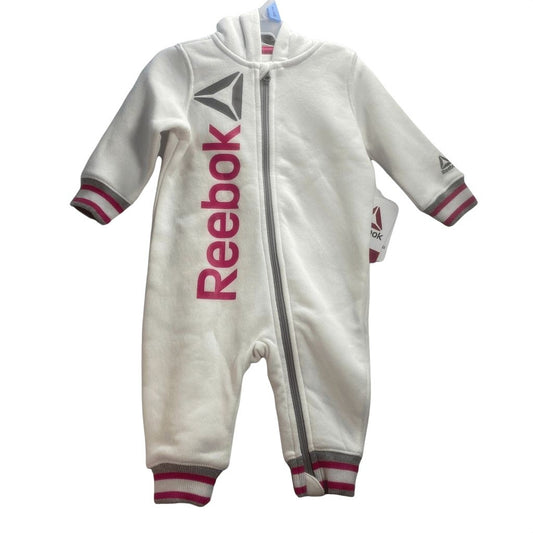 Reebok White Pink Hoodie Romper Onesie 18 Months