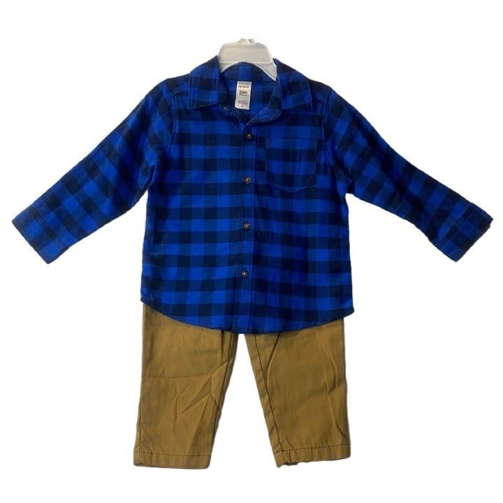 Carter's Baby 2pc Blue & Khaki Outfit 24 Months