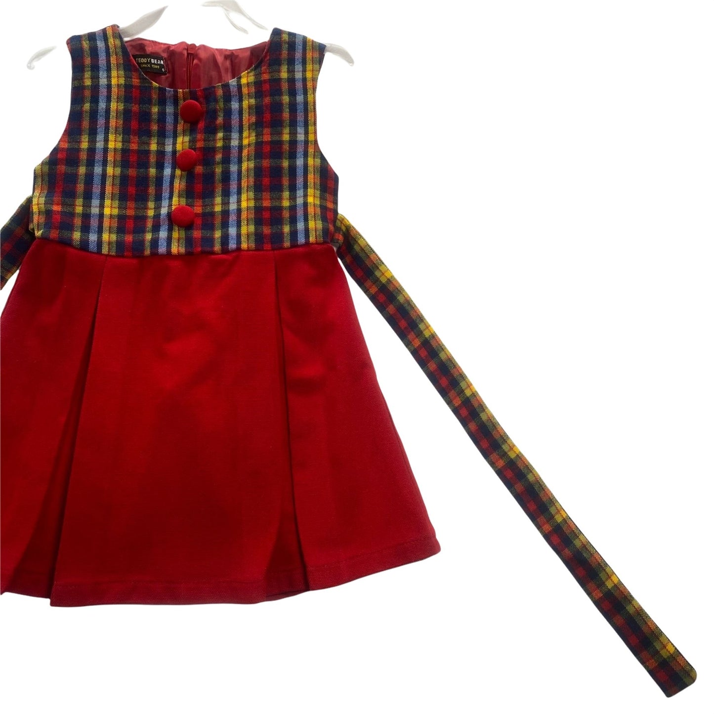 Teddy Bear Red & Plaid Dress Size 6