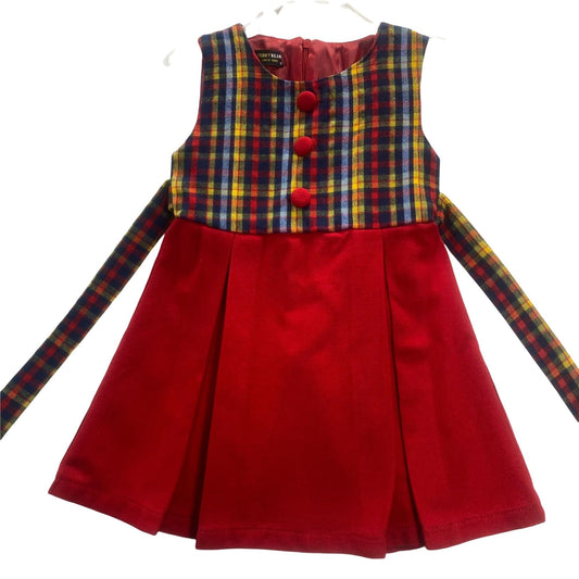 Teddy Bear Red & Plaid Dress Size 6