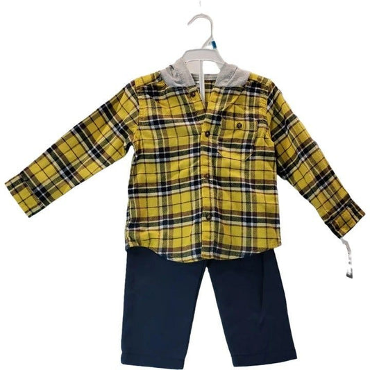 Carter's 2 Piece Yellow Hooded Flannel Outfit 24 Months