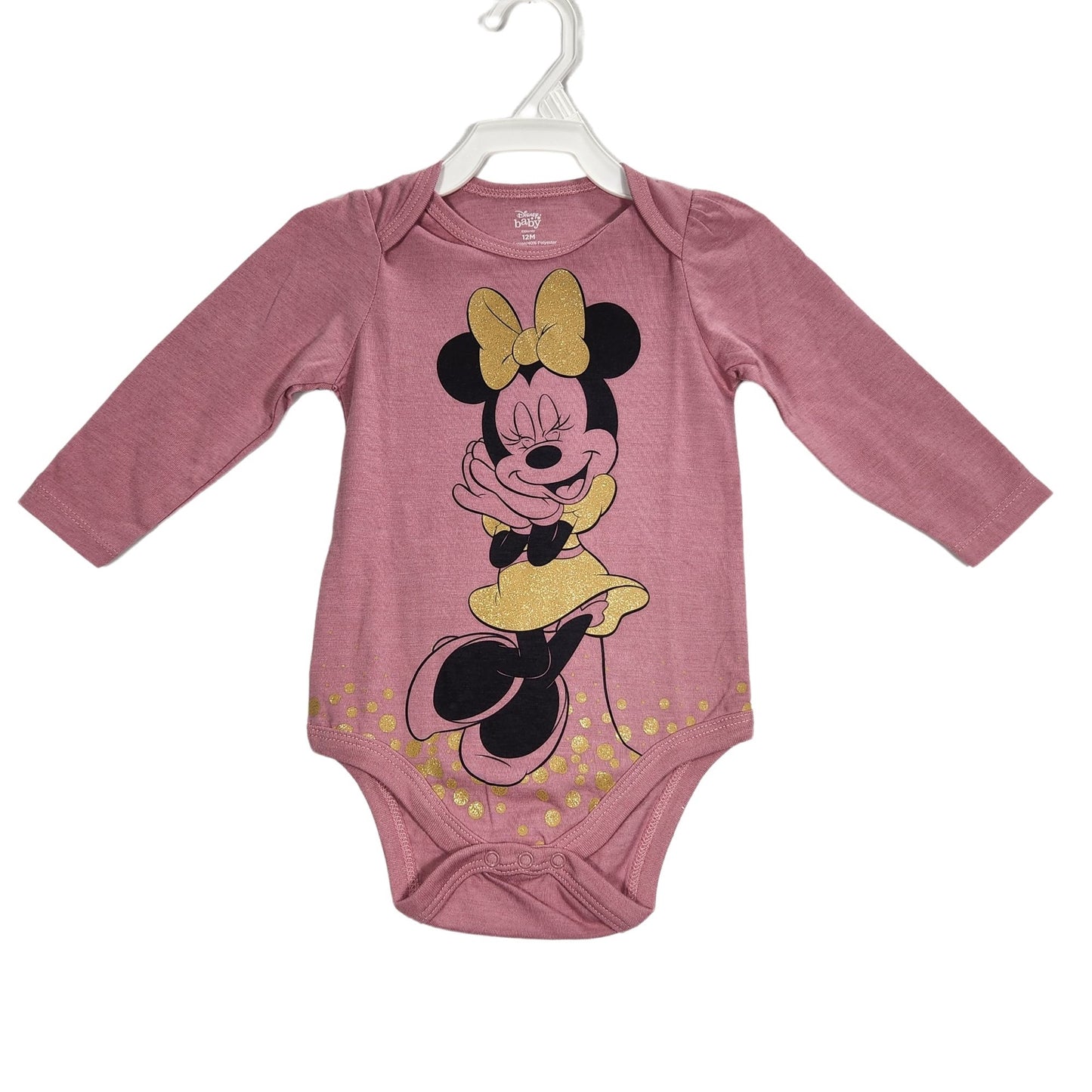 Minnie Pink/Gold Onesie 12 Months