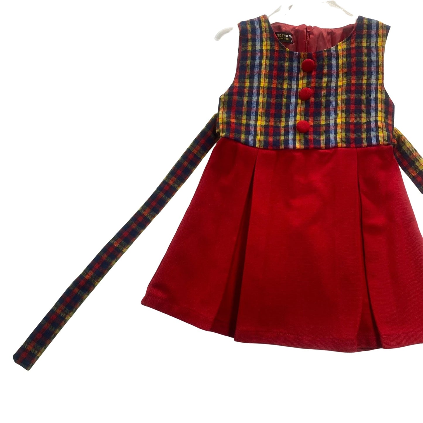 Teddy Bear Red & Plaid Dress Size 6