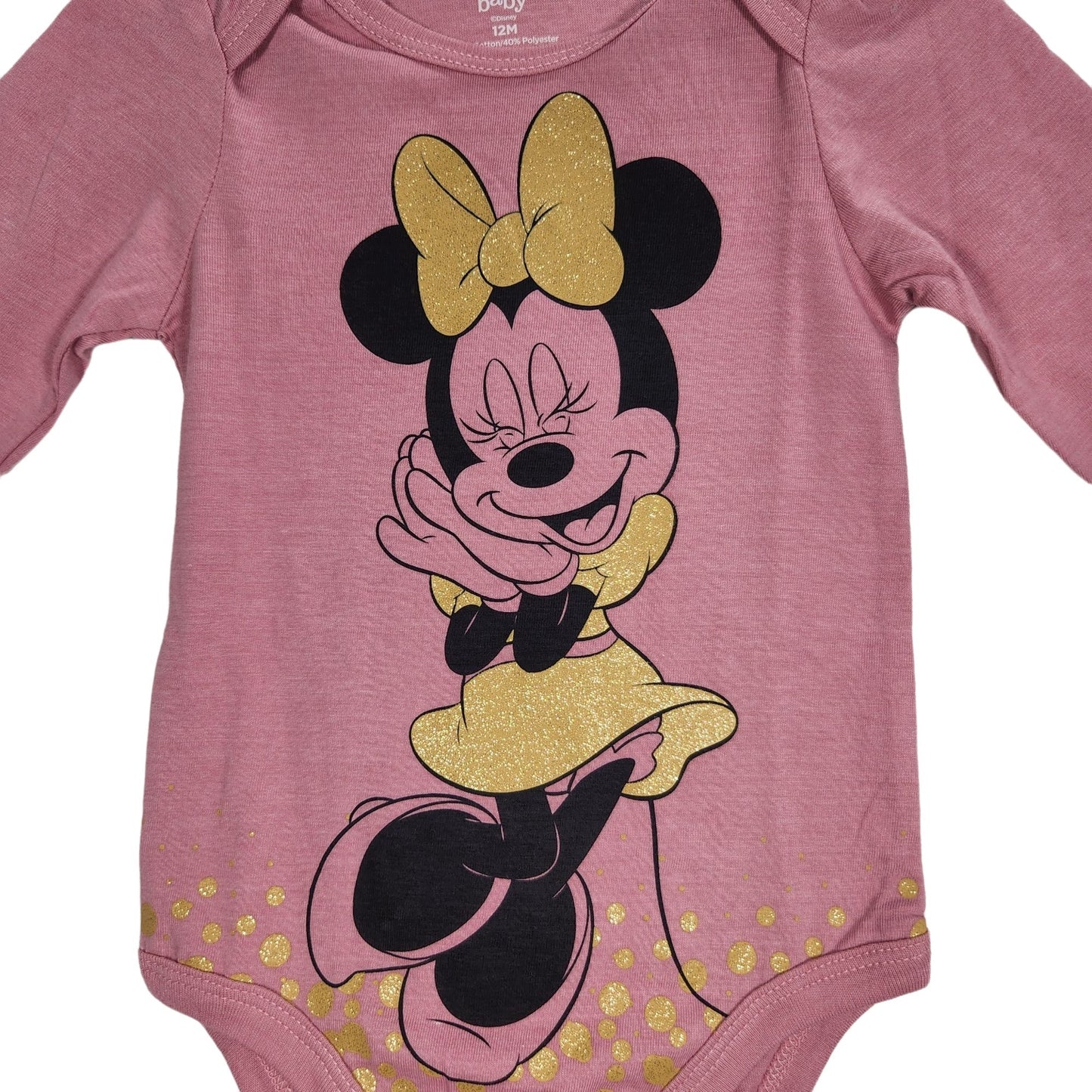 Minnie Pink/Gold Onesie 12 Months