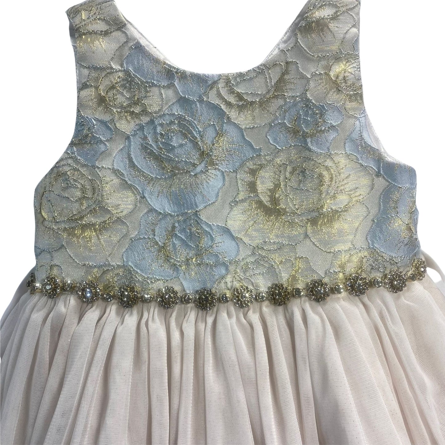 Blue & Gold Rose Dress Size 6