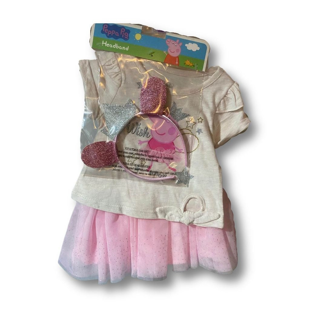 Peppa Pig 2pc Outfit & Headband 12 Month