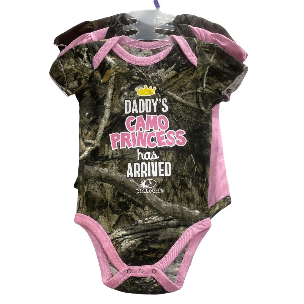 Pink/Camo 3pck Bodysuit Infant Creeper 12 Months