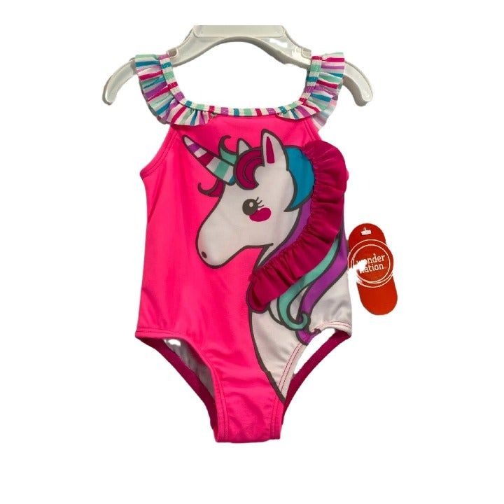 Unicorn 1pc Pink Girls Swimsuit 6-9 Months