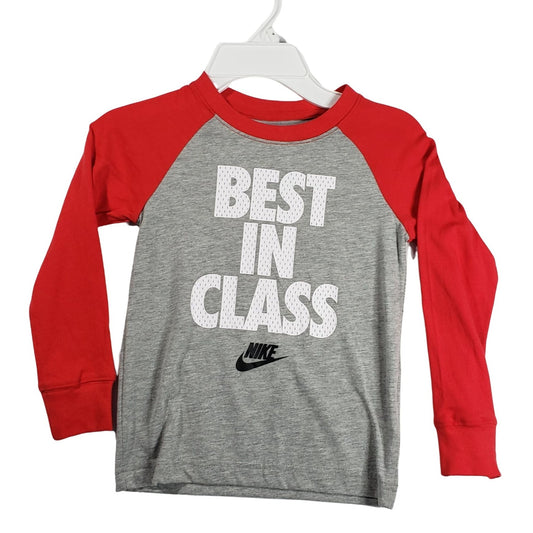 Nike Best In Class Long Sleeve Red Gray Shirt Boys Size 6