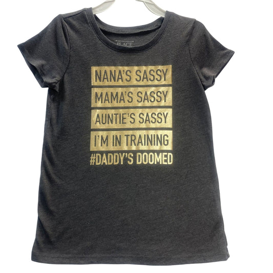 Daddy's Doomed Gray & Gold Shirt Size 5T