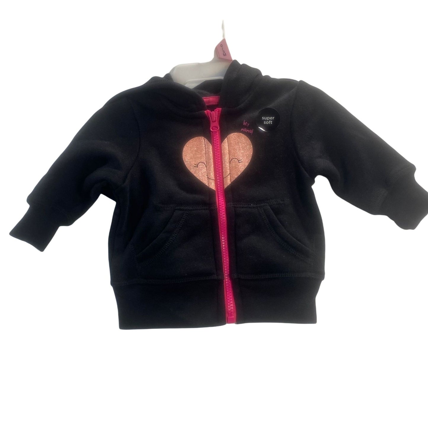 Black Hooded Fleece Jacket Size Newborn