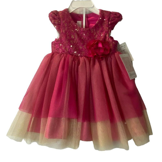 Pink & Gold Bonnie Baby Dress 12 Months