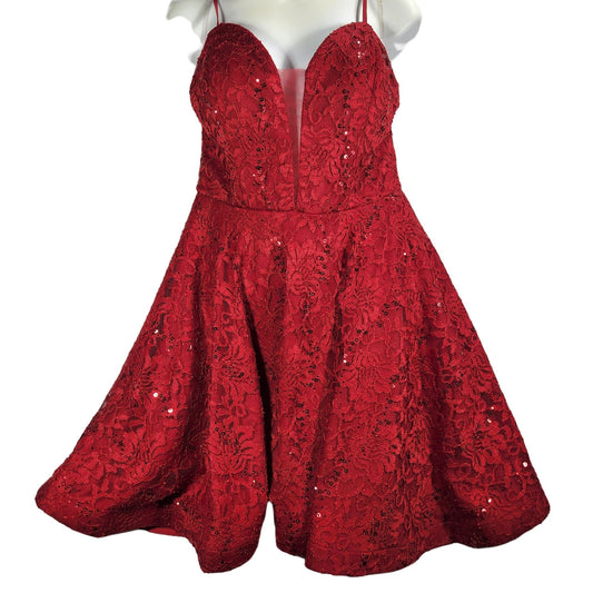Red Sequin/Lace Formal Dress Size 9