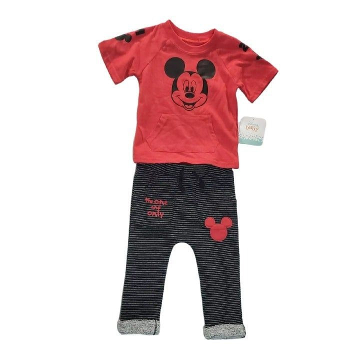 Mickey 2pc Set Red Shirt/Striped Pants 12 Months