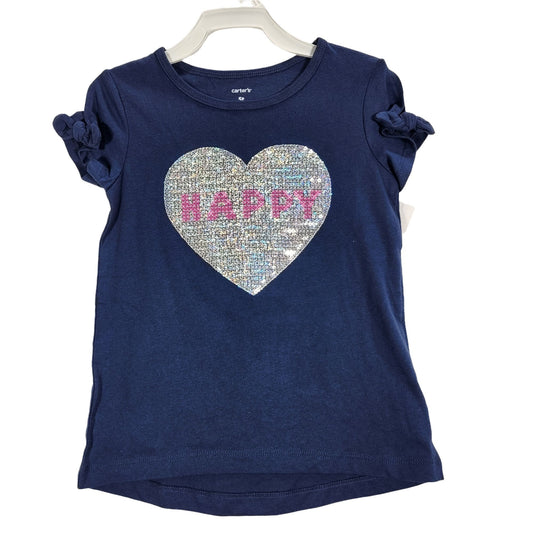 Carter's Happy Heart Sequins Blue Shirt Size 5T