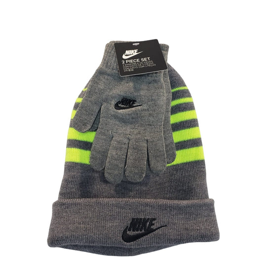 Nike 2pc Gray Youth Boys Beanie & Gloves Set