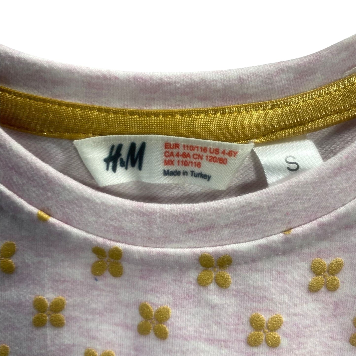 H&M Pink/Gold Long-sleeved Shirt Size Small