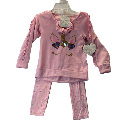 Btween 3pc Girls Pink Unicorn Outfit Size 5