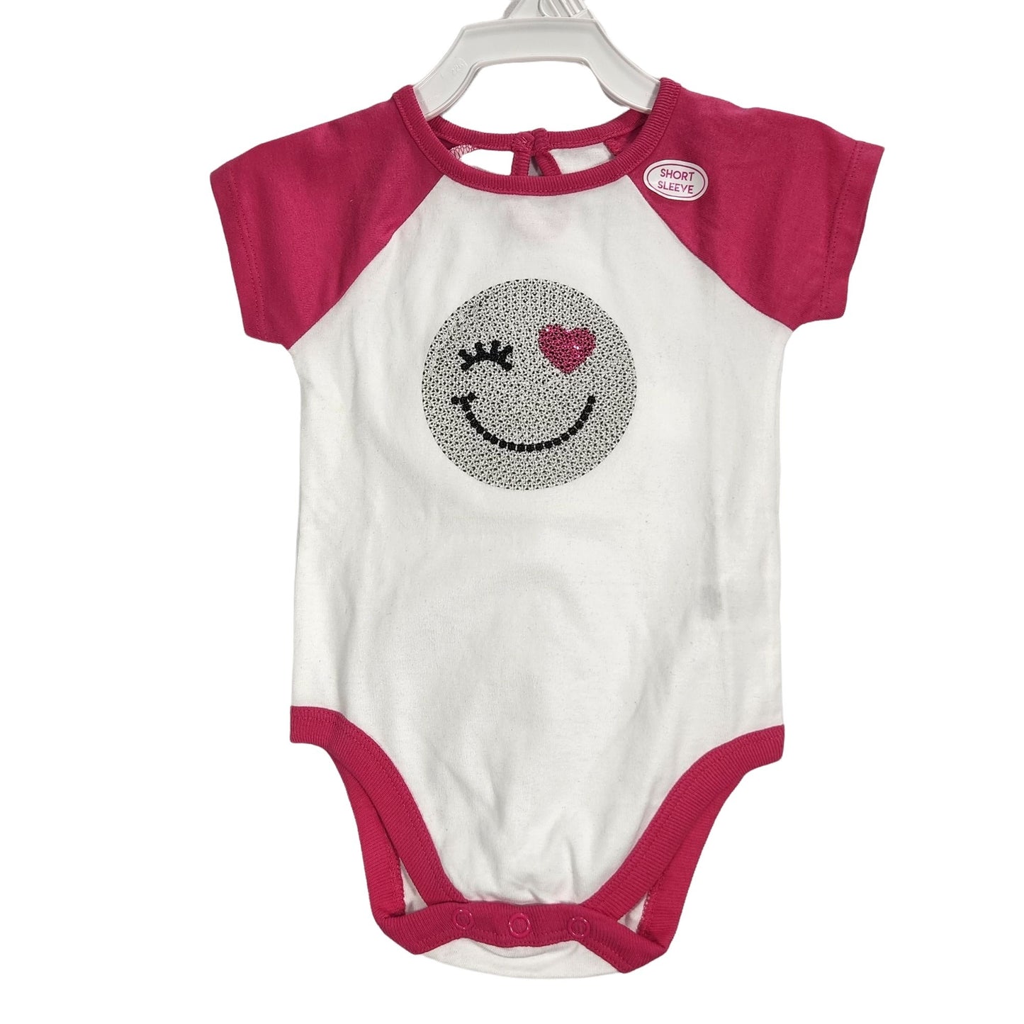 Smiley Face Pink/White Onesie 3-6 Months