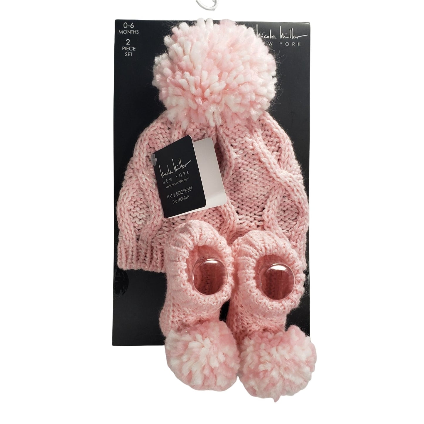 Pink Knit Hat & Bootie Set Size 0/6 Months