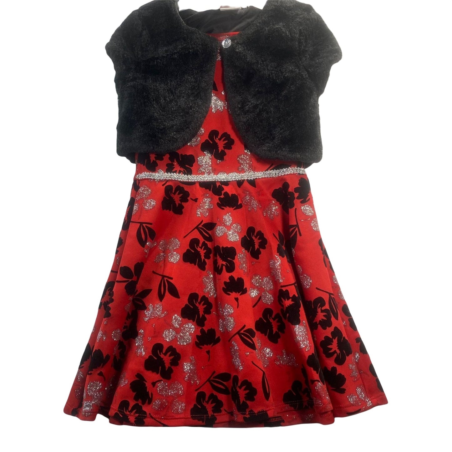 Red/Black/Silver 2pc Dress Set Size 6